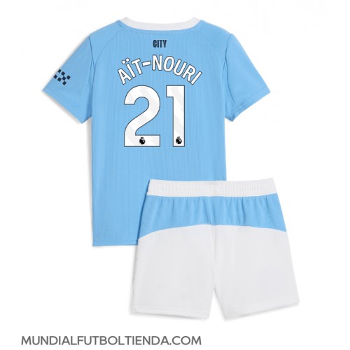 Camiseta Manchester City Rayan Ait-Nouri #21 Primera Equipación Replica 2025-26 para niños mangas cortas (+ Pantalones cortos)